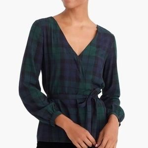 J.Crew Factory Blackwatch Plaid Wrap Top